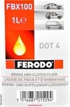 Гальмівна рідина Гальмівна рідина Ferodo Synthetic DOT 4 пластик (FBX100) - 2
