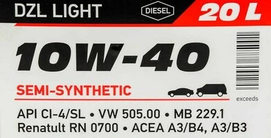 Моторна олива Axxis DZL Light 10W-40 20 л (AX2040)