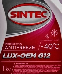 Антифриз Sintec Lux G12 червоний -40 °C, 1 л готовий антифриз (613500)