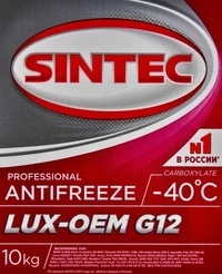 Антифриз Sintec Lux G12 червоний -40 °C, 10 л готовий антифриз (756665)