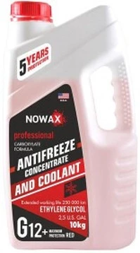Антифриз Nowax G12+ червоний 10 л концентрат антифризу (NX10006)