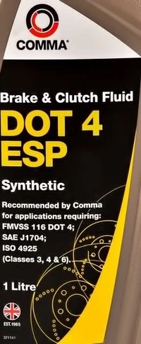 Гальмівна рідина Гальмівна рідина Comma Synthetic DOT 4 ESP пластик (BF4ESP1L)