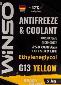 Антифриз Winso G13 жовтий -42 °C, 5 л готовий антифриз (880930)
