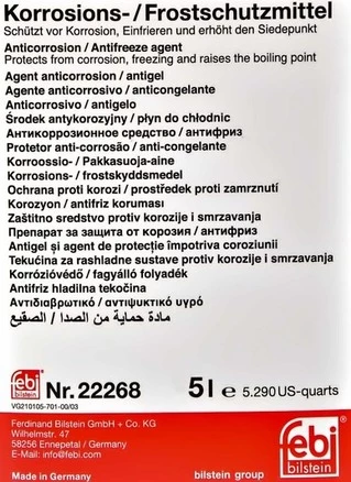 Антифриз Febi G11 синій 5 л концентрат антифризу (22268)