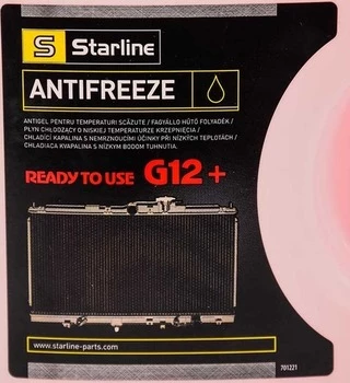 Антифриз Starline G12+ червоний -40 &deg;C, 1 л готовий антифриз (ANTIFREEZERED1)