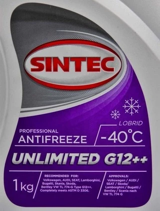 Антифриз Sintec Unlimited G12++ фіалковий -40 &deg;C, 1 л готовий антифриз (801502)