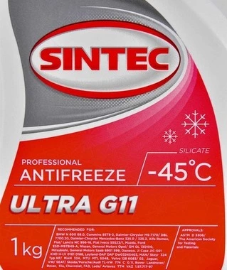 Антифриз Sintec Ultra G11 червоний -45 &deg;C, 1 л готовий антифриз (800304)