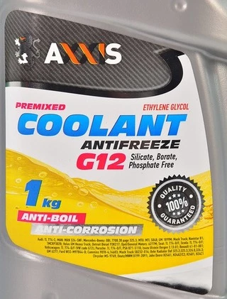 Антифриз Axxis Coolant G12 жовтий -32 °C, 1 л готовий антифриз (AX2007)