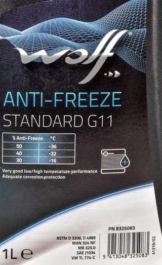 Антифриз Wolf Standard G11 синій 1 л концентрат антифризу (8325083)