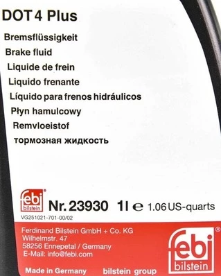 Гальмівна рідина Гальмівна рідина Febi Bremsflussigkeit DOT 4+ пластик (23930)