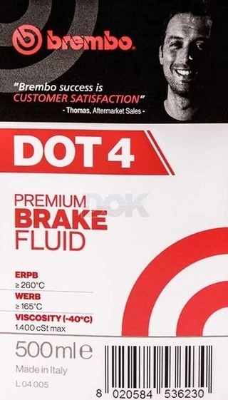 Гальмівна рідина Brembo DOT 4, 0,5 л гальмівна рідина (L04005)