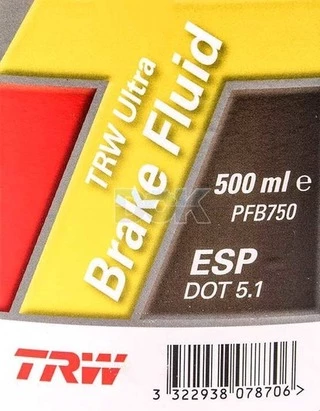Гальмівна рідина Гальмівна рідина TRW DOT 5.1 ESP пластик (PFB750)