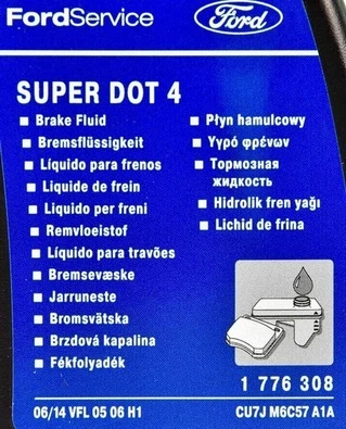 Гальмівна рідина Гальмівна рідина Ford Super DOT 4 пластик (1776308)