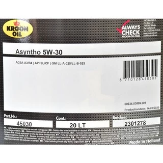 Моторна олива Kroon Oil Asyntho 5W-30 20 л (45030)