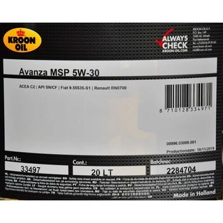 Моторна олива Kroon Oil Avanza MSP 5W-30 20 л (33497)