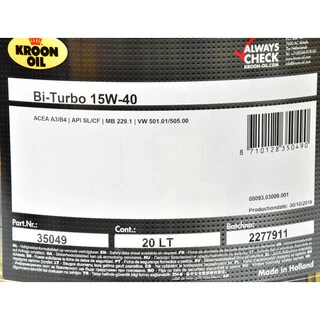 Моторна олива Kroon Oil Bi-Turbo 15W-40 20 л (35049)