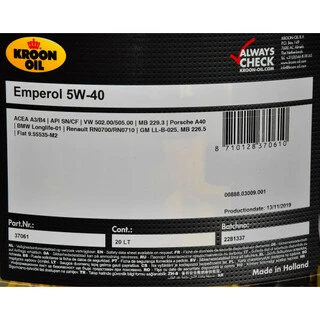 Моторна олива Kroon Oil Emperol 5W-40 20 л (37061)