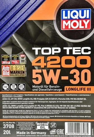 Моторна олива Liqui Moly Top Tec 4200 5W-30 20 л (3708)