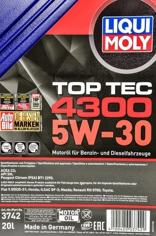 Моторна олива Liqui Moly Top Tec 4300 5W-30 20 л (3742)