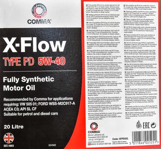 Моторна олива Comma X-Flow Type PD 5W-40 20 л (XFPD20L)