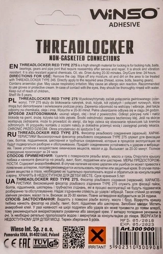 Герметик Фіксатор нарізі Winso Threadlocker Type 275 червоний (300900)
