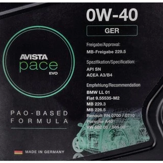 Моторна олива AVISTA Pace EVO GER 0W-40 5 л (150781)