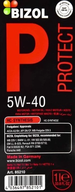 Моторна олива Bizol Protect 5W-40 1 л (B85210)
