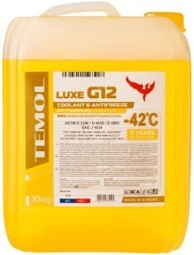 Антифриз TEMOL Luxe G12 жовтий -42 &deg;C, 10 л готовий антифриз (T-LG12Y-10L)