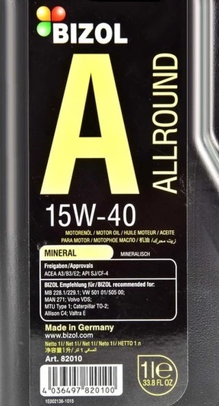 Моторна олива Bizol Allround 15W-40 1 л (B82010)