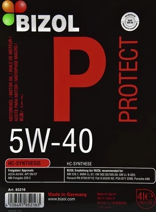 Моторна олива Bizol Protect 5W-40 4 л (B85216)