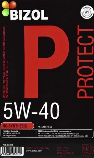 Моторна олива Bizol Protect 5W-40 5 л (B85211)