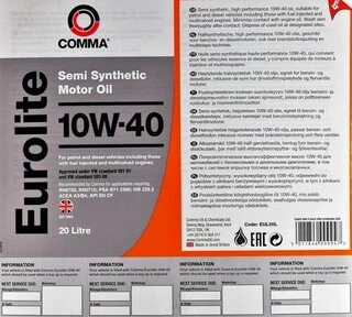 Моторна олива Comma Eurolite 10W-40 20 л (EUL20L)