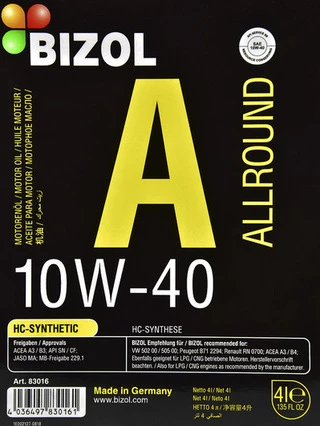 Моторна олива Bizol Allround 10W-40 4 л (B83016)